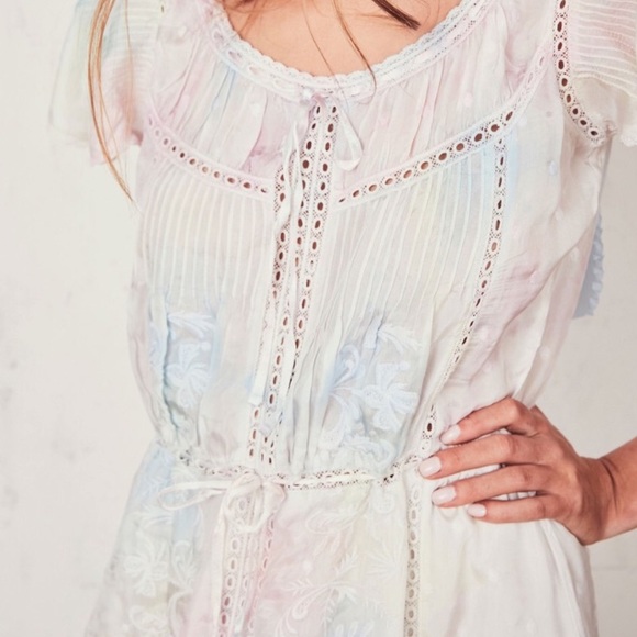 LoveShackFancy Madeline Tie Dye Midi Dress Lace - Picture 4 of 8